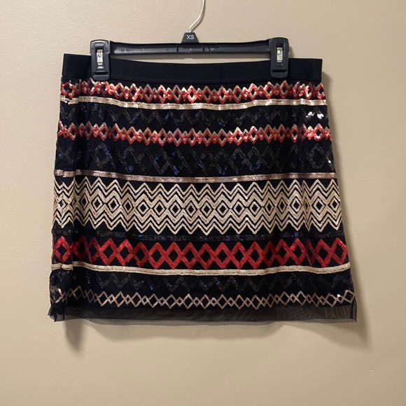 Chelsea & Violet Black Mini Skirt with Red Silver & Gold Sequin - Picture 1 of 8